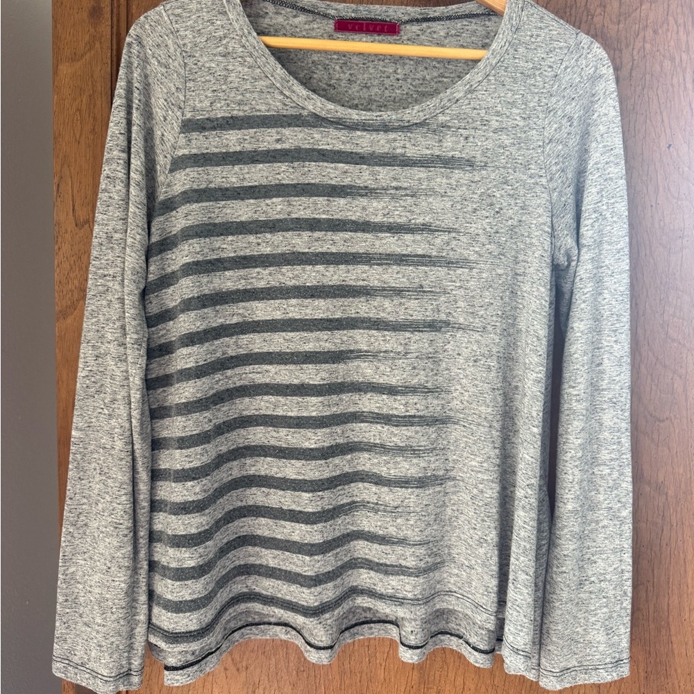 Velvet Gray Boxy Long Sleeve Swing Tee